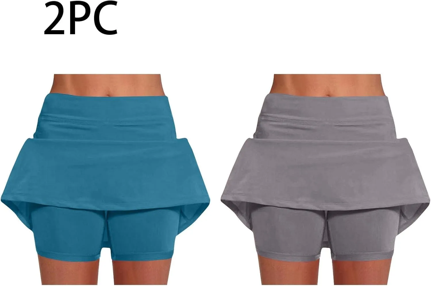 2 Pack Womens Athletic Skirts Basic Running Skorts Lightweight High Waisted Gym Workout Skirt with Built in Shorts