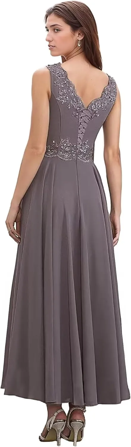 2 Pieces Mother of The Bride Dresses for Wedding 3/4 Sleeves Chiffon Long Formal Dress for Women 2025 Elegant