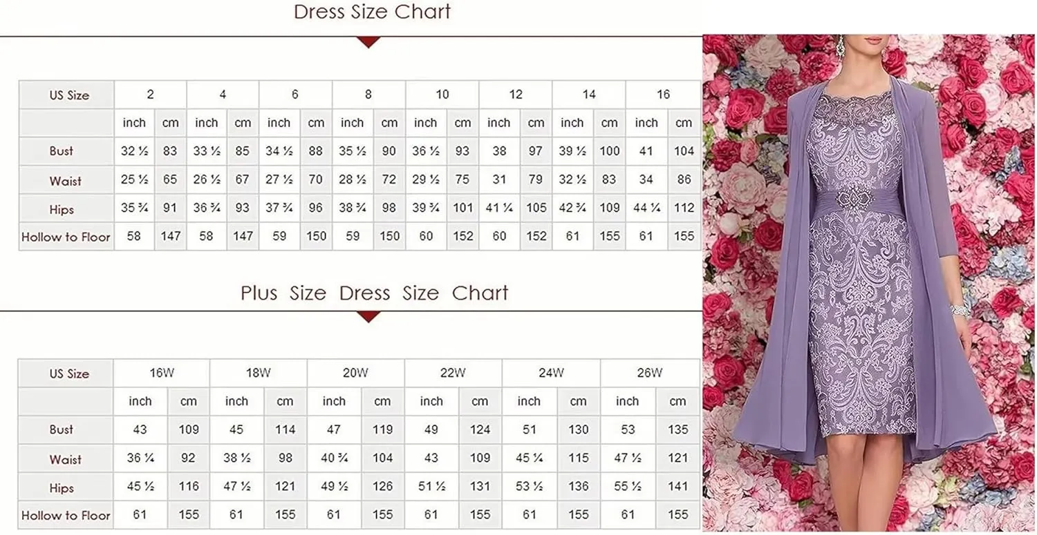 2 Pieces Mother of The Bride Dresses for Wedding Laces Chiffon Formal Evening Gowns with Jacket
