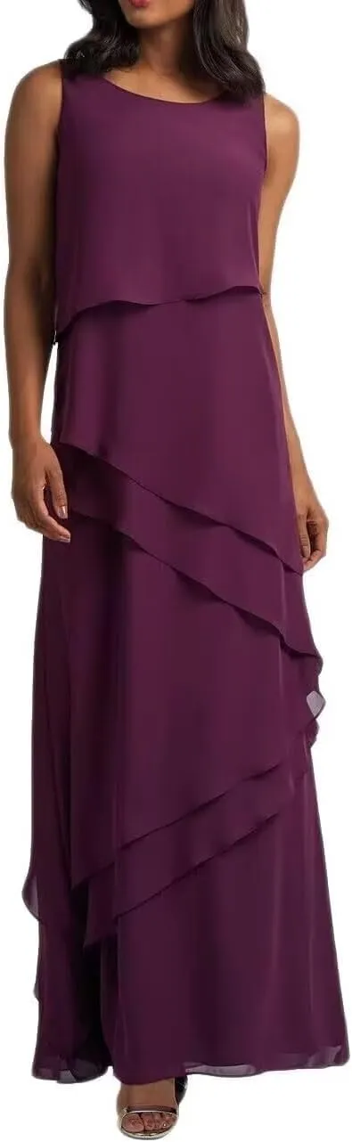 2-Pieces Mother of The Bride Dresses with Jacket Ruffle Chiffon Mother of Groom Dress Formal Evening Gowns