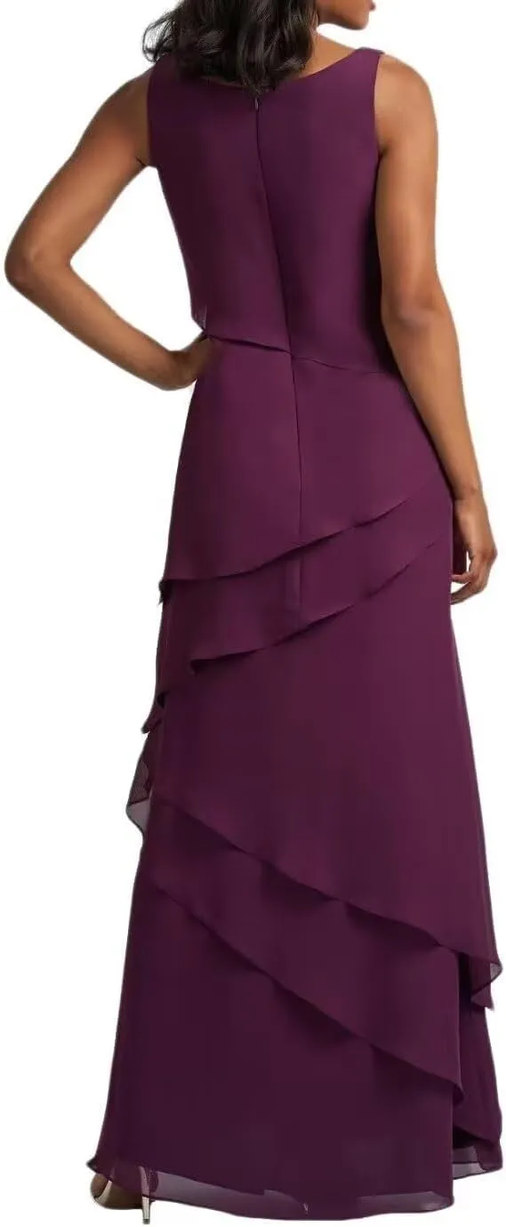 2-Pieces Mother of The Bride Dresses with Jacket Ruffle Chiffon Mother of Groom Dress Formal Evening Gowns