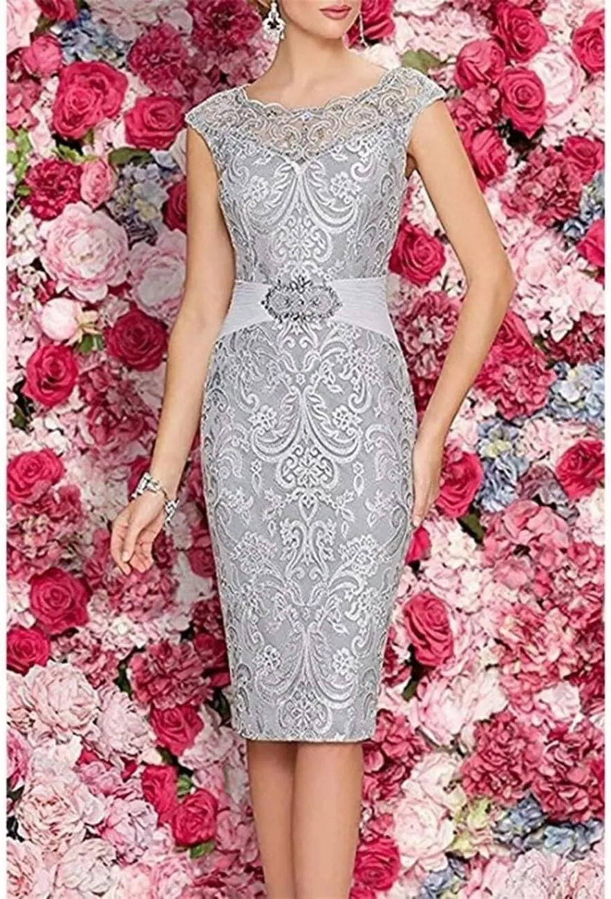2 Pieces Tea Length Mother of The Bride Dresses for Wedding Beaded Appliques Chiffon Formal Evening Gowns with Jacket