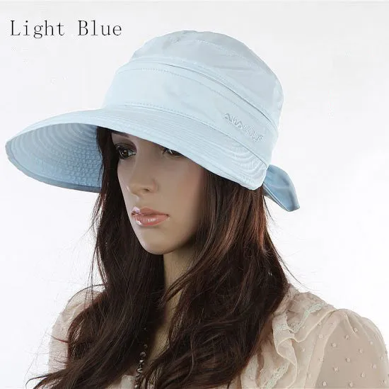 2017 New Summer Fashion Korean Style Bowknot Big Visor Cap Color Matching Beach Sun Hat For Women  -MX8