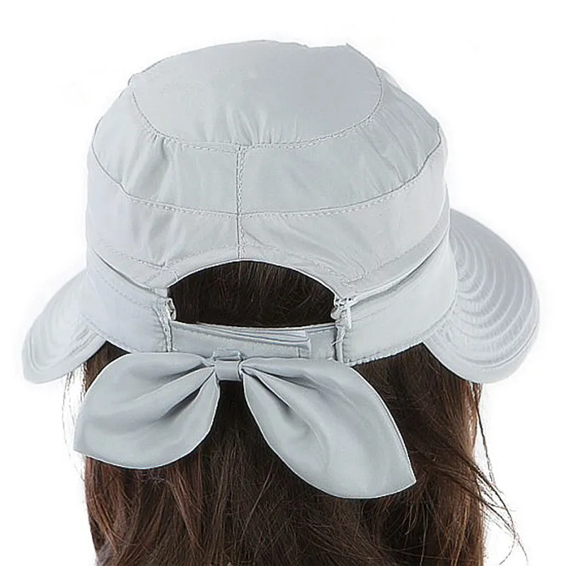 2017 New Summer Fashion Korean Style Bowknot Big Visor Cap Color Matching Beach Sun Hat For Women  -MX8