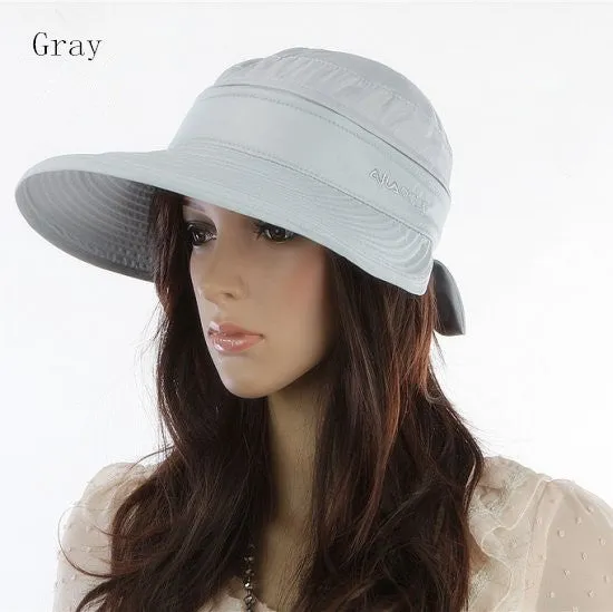 2017 New Summer Fashion Korean Style Bowknot Big Visor Cap Color Matching Beach Sun Hat For Women  -MX8