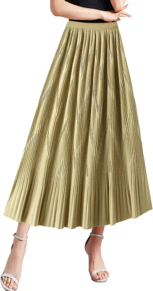 2024 Long Skirts for Women Women Mid Length Skirt Dance Party A Line High Waisted Pleated Skirt Holiday Party