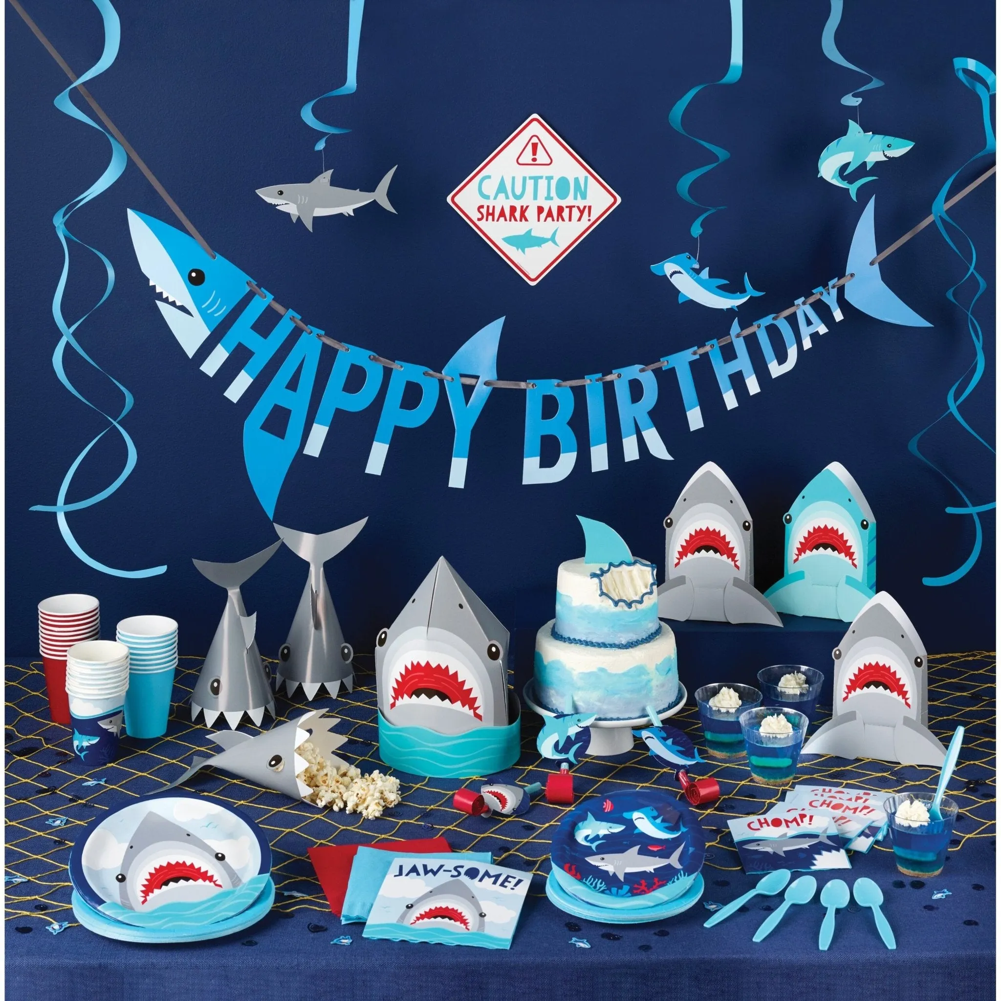 8 Shark Birthday Party Hats