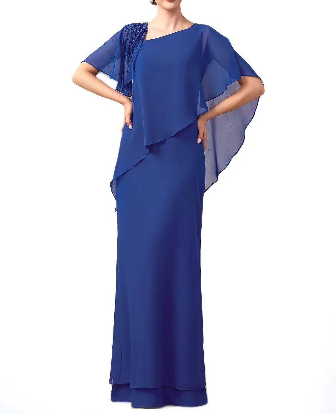 A-line Chiffon Mother of The Bride Dress Formal Dresses Outfit Suit with Sequins Beading