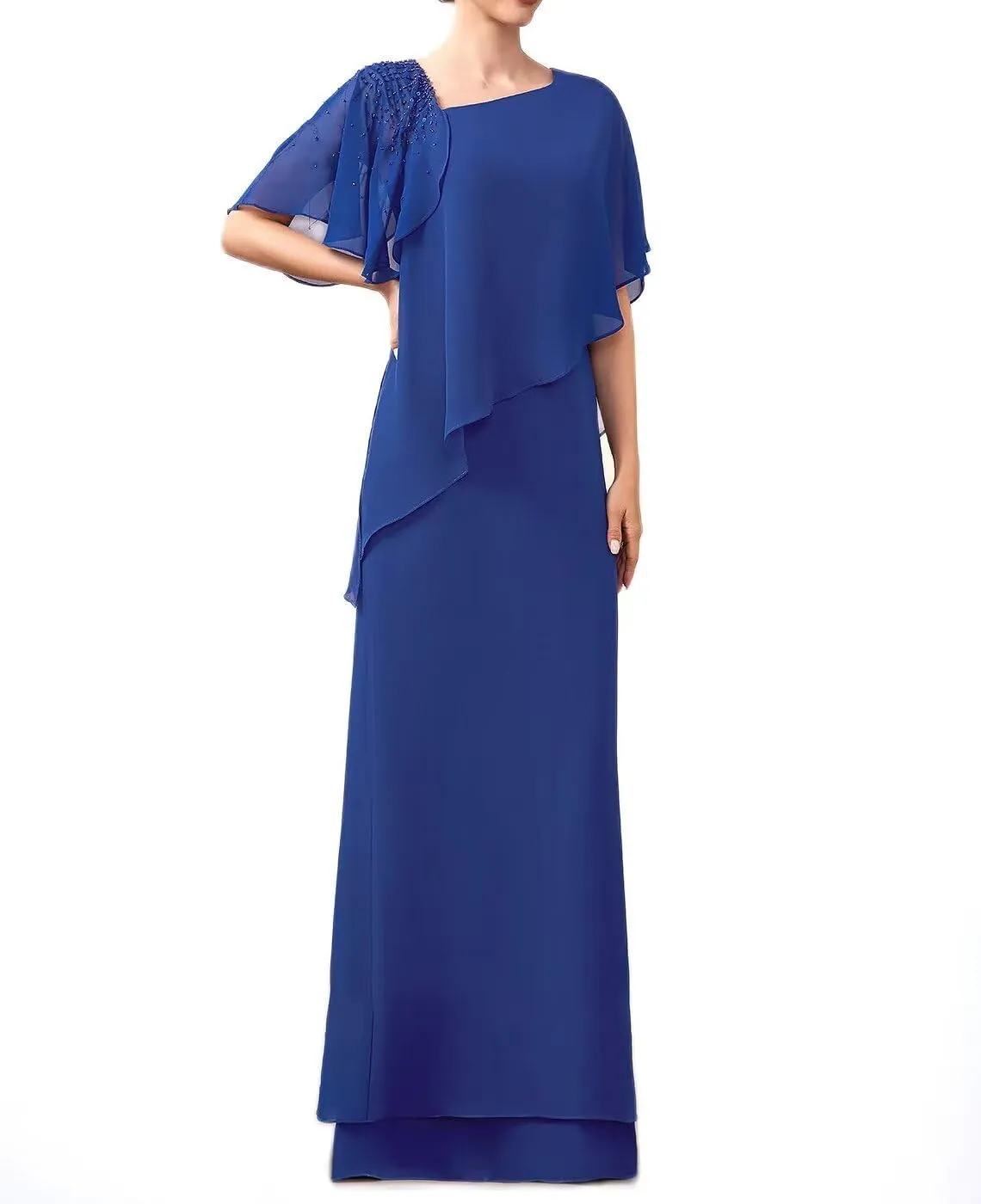 A-line Chiffon Mother of The Bride Dress Formal Dresses Outfit Suit with Sequins Beading