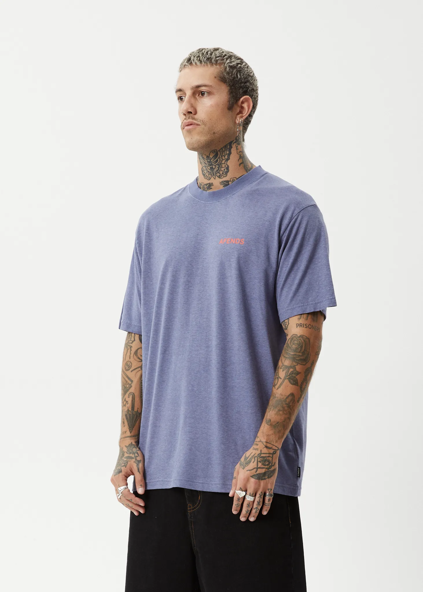 AFENDS Mens Staple - Boxy Fit Tee - Washed Marlin