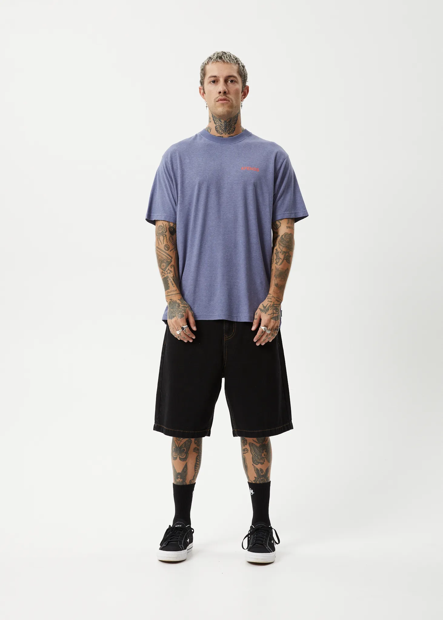 AFENDS Mens Staple - Boxy Fit Tee - Washed Marlin