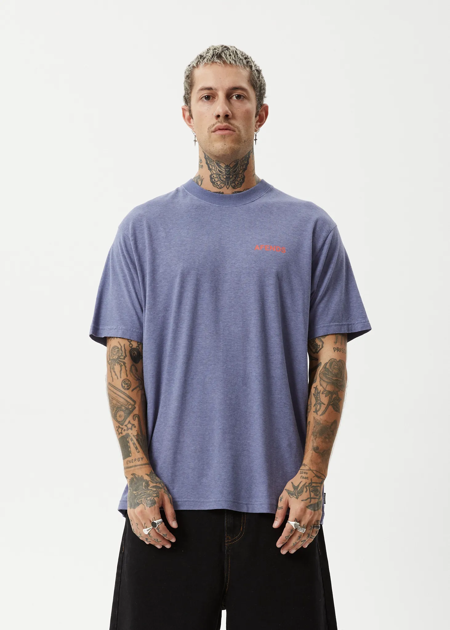 AFENDS Mens Staple - Boxy Fit Tee - Washed Marlin