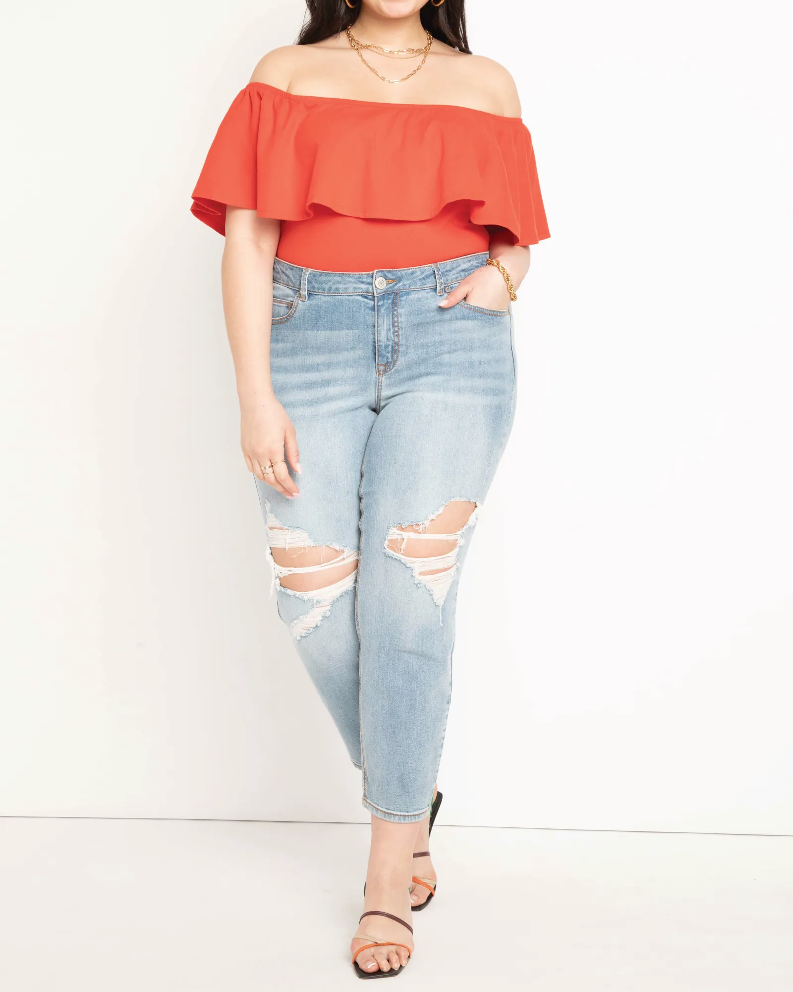 Alessia Off The Shoulder Ruffle Top | Cherry Tomato