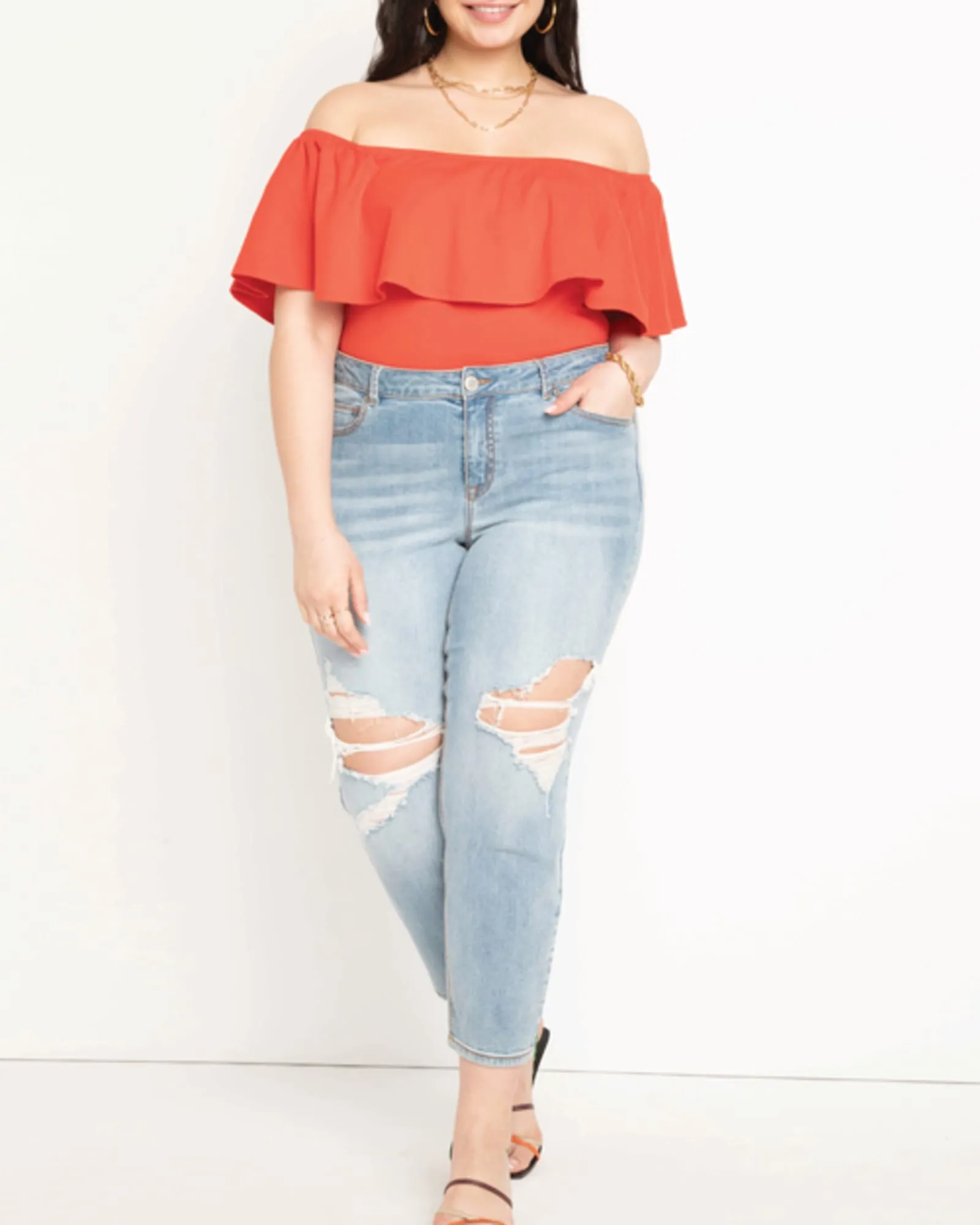 Alessia Off The Shoulder Ruffle Top | Cherry Tomato