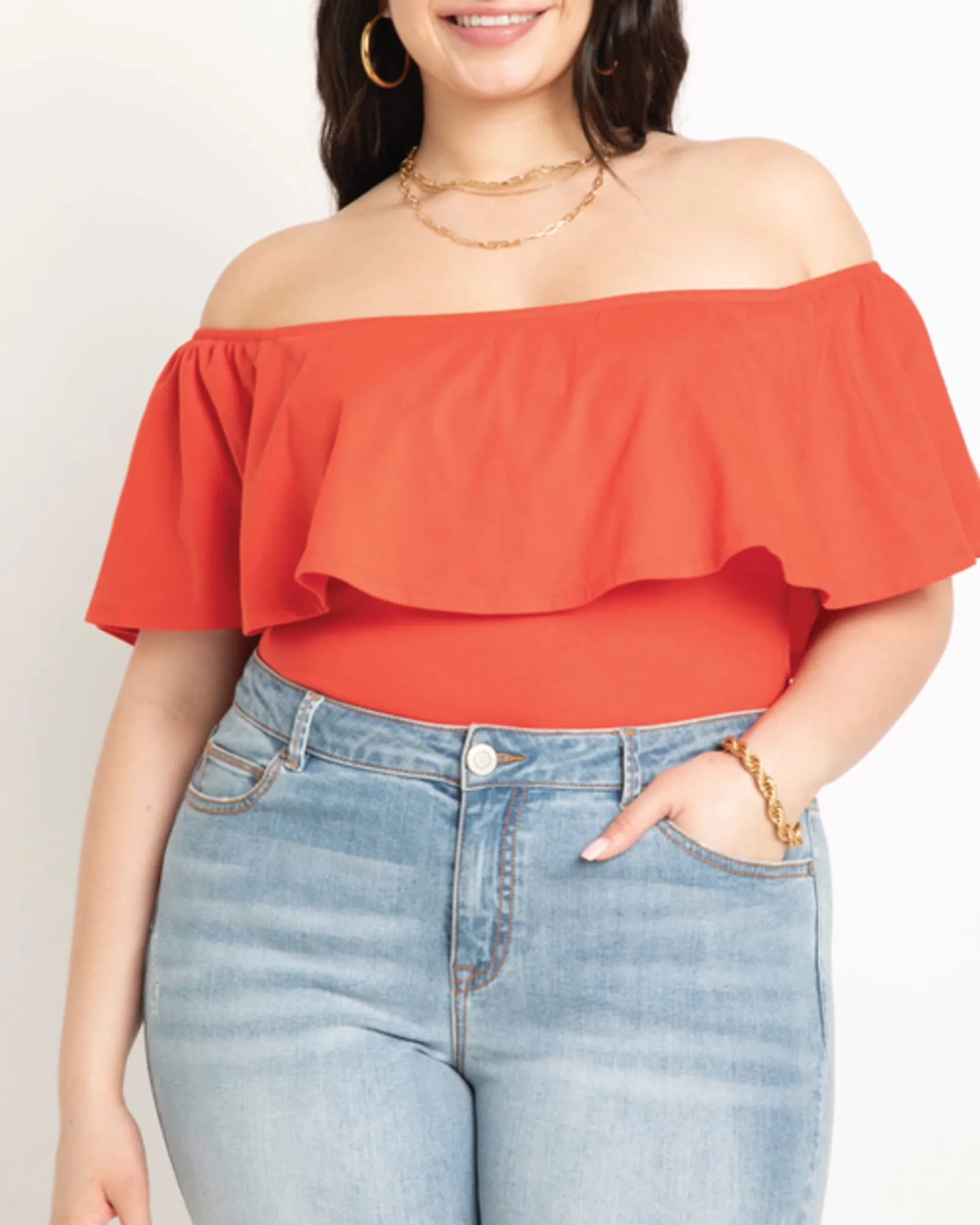 Alessia Off The Shoulder Ruffle Top | Cherry Tomato