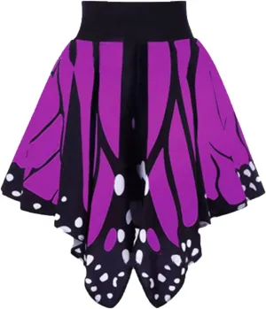 AMDBEL Womens Skirts Midi Length,Stretchy High Waist Flowy Skirts Fashion Mardi Gras Butterfly Printed Carnival Party Skirts