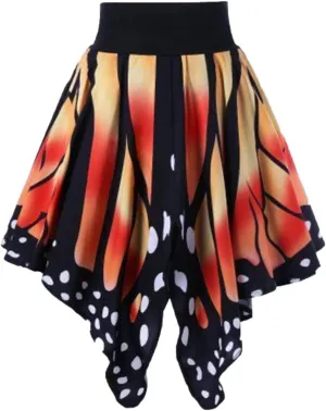 AMDBEL Womens Skirts Midi Length,Stretchy High Waist Flowy Skirts Fashion Mardi Gras Butterfly Printed Carnival Party Skirts