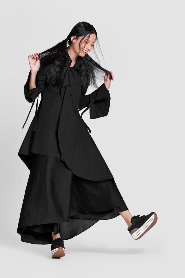 ASYMMETRICAL SHIRT WITH FRILL PANEL DETAIL