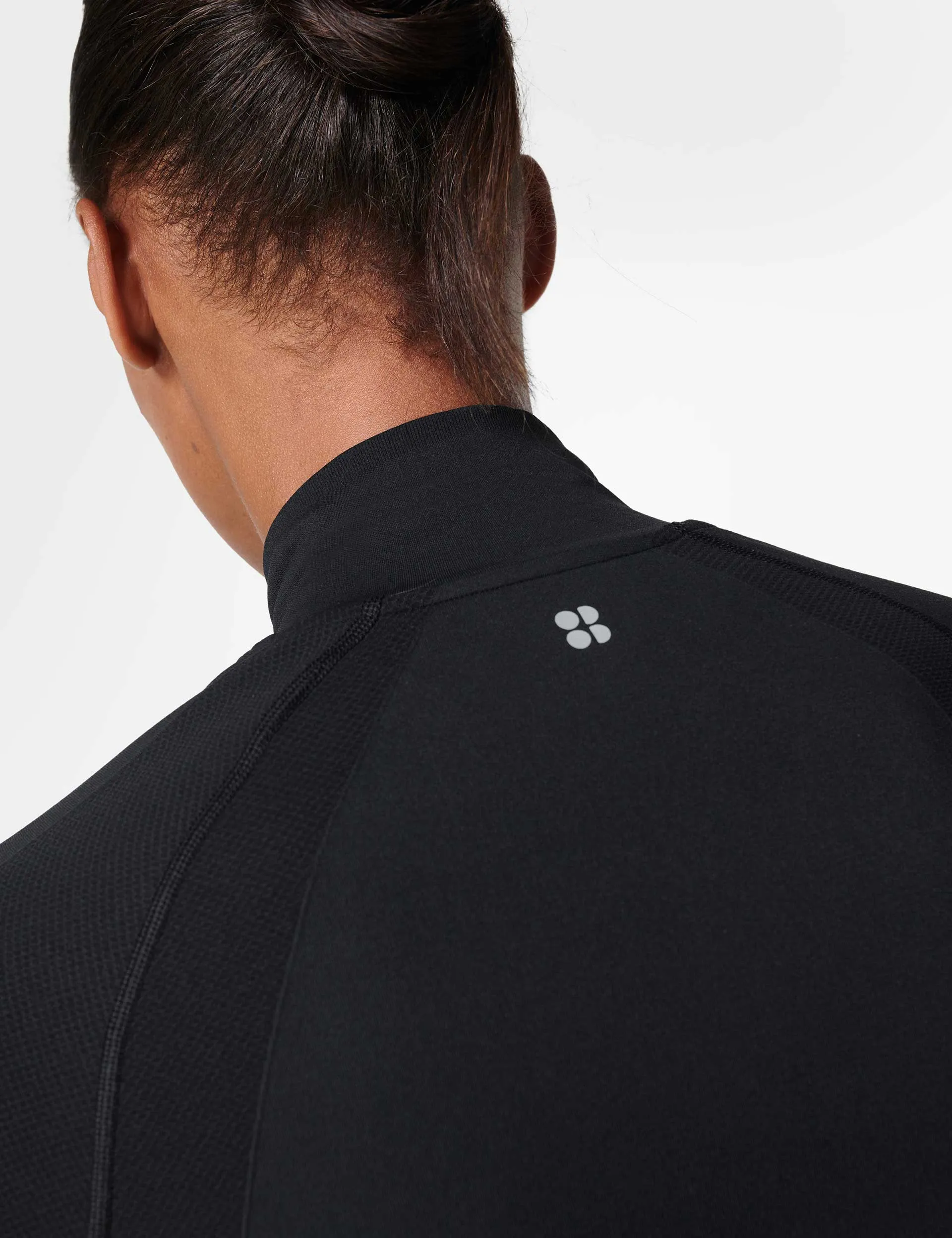 Athlete Seamless Half Zip Long Sleeve Top - Black