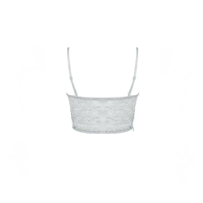 Azra Ruched Floral Lace Top
