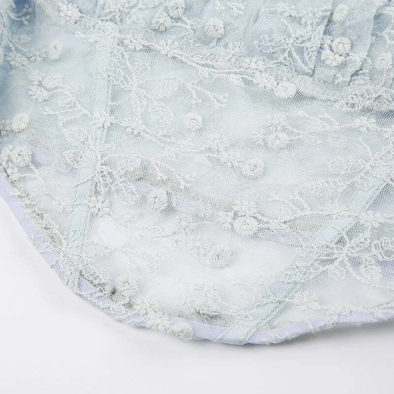 Azra Ruched Floral Lace Top