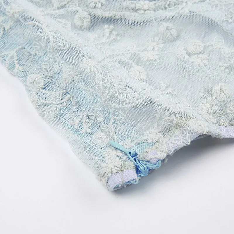 Azra Ruched Floral Lace Top