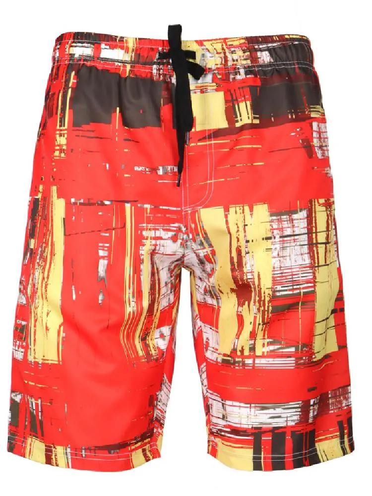 Beach Swim Printing Drawstring Elastic Waist Surf Shorts Bathing Suit Swimwear