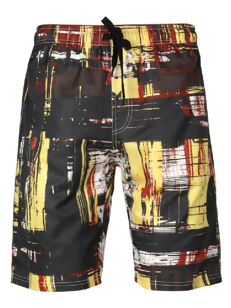 Beach Swim Printing Drawstring Elastic Waist Surf Shorts Bathing Suit Swimwear