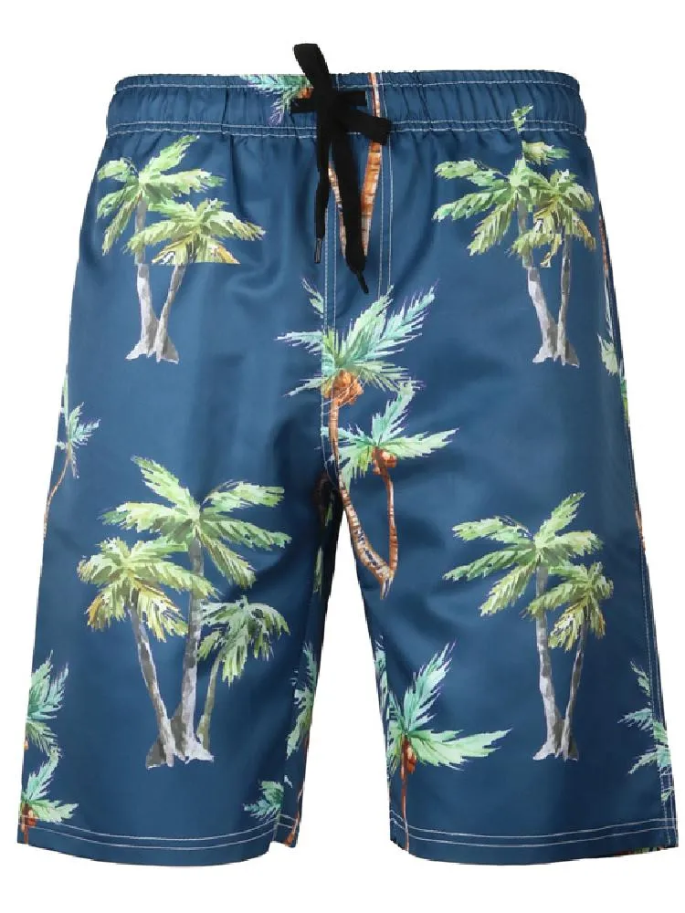 Beach Swim Printing Drawstring Elastic Waist Surf Shorts Bathing Suit Swimwear