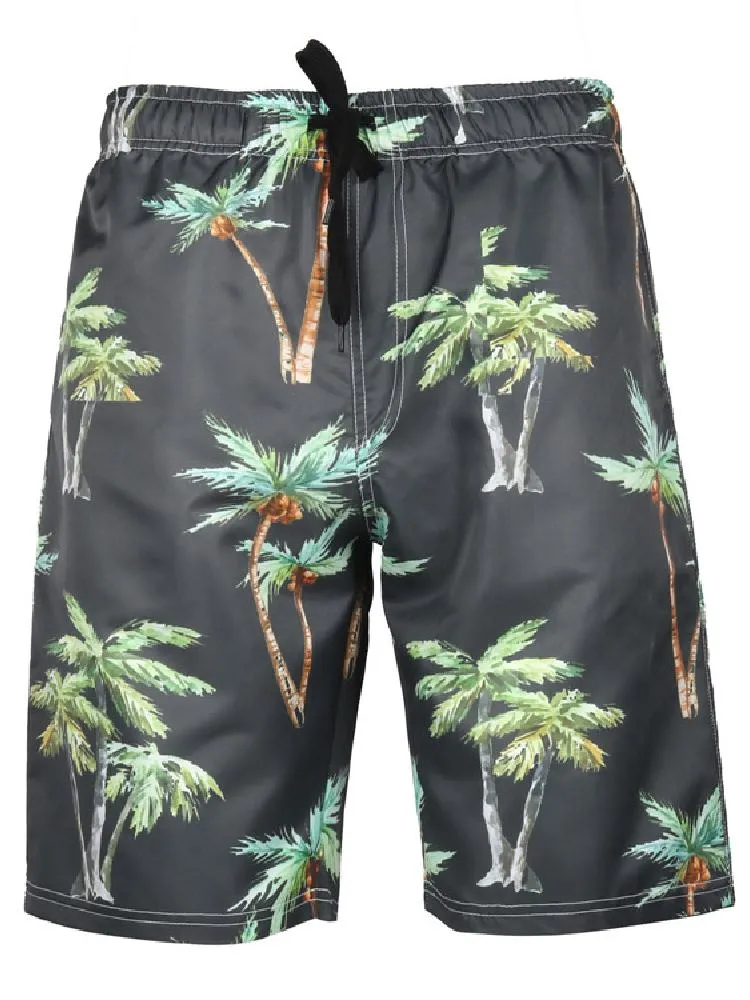 Beach Swim Printing Drawstring Elastic Waist Surf Shorts Bathing Suit Swimwear