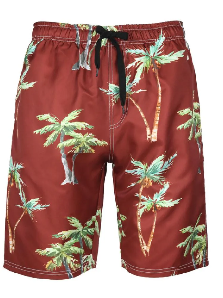 Beach Swim Printing Drawstring Elastic Waist Surf Shorts Bathing Suit Swimwear