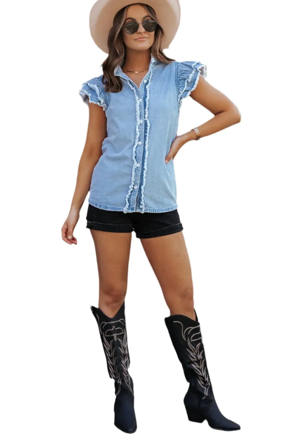 Beau Blue Denim Top