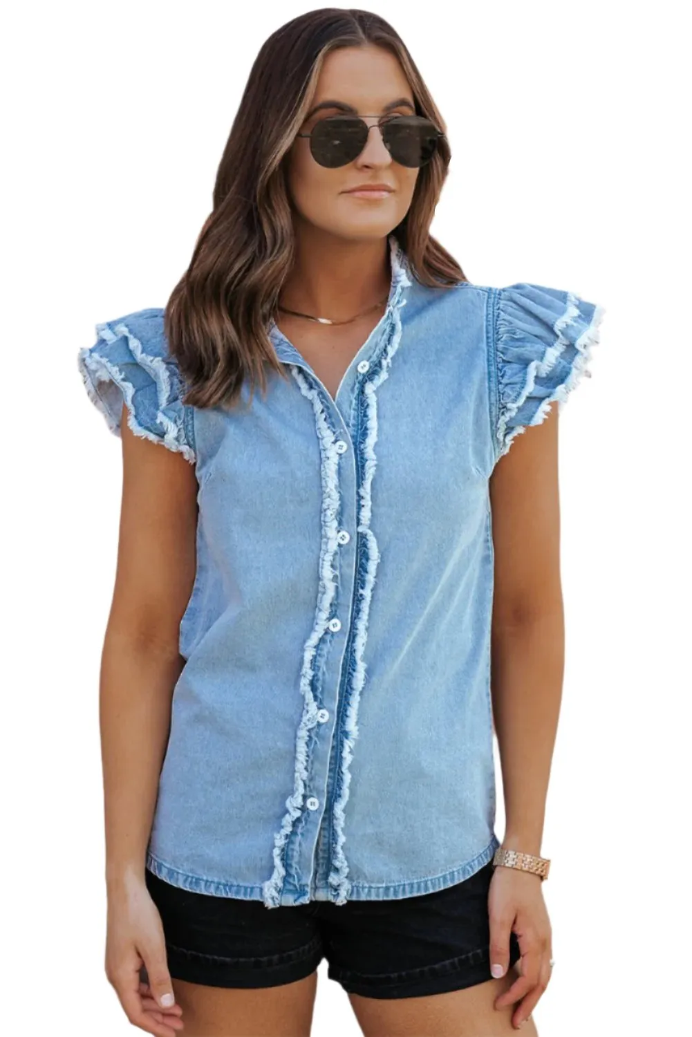 Beau Blue Denim Top