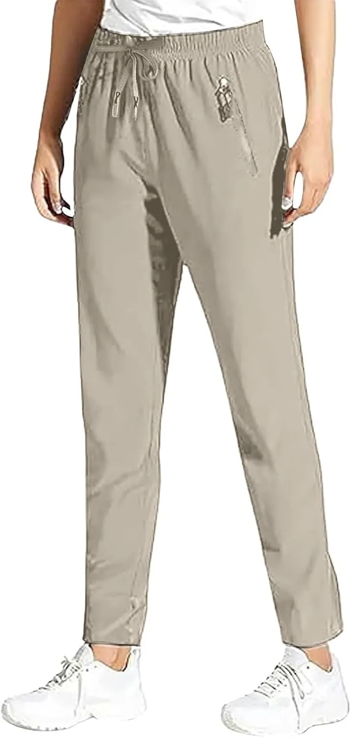 Beeswan Pants for Women Over 50 Ultra Stretch Breathable Casual Comfy Quick Dry Elastic Waist Trousers with Pockets