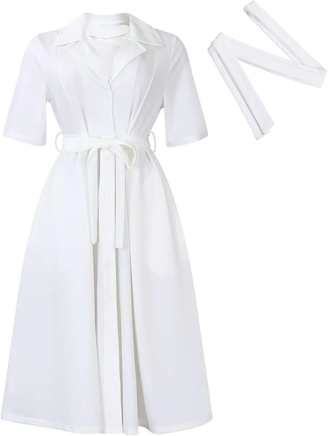 BFFBABY Womens Plus Size Wrap V Neck Casual A Line Midi Dresses Short Sleeve Summer Swing Dress with Belt Pockets