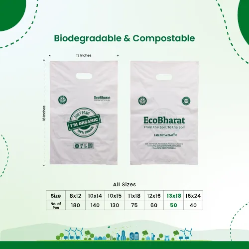 Biodegradable and Compostable D-cut Carry Bags 13x18(50pcs)