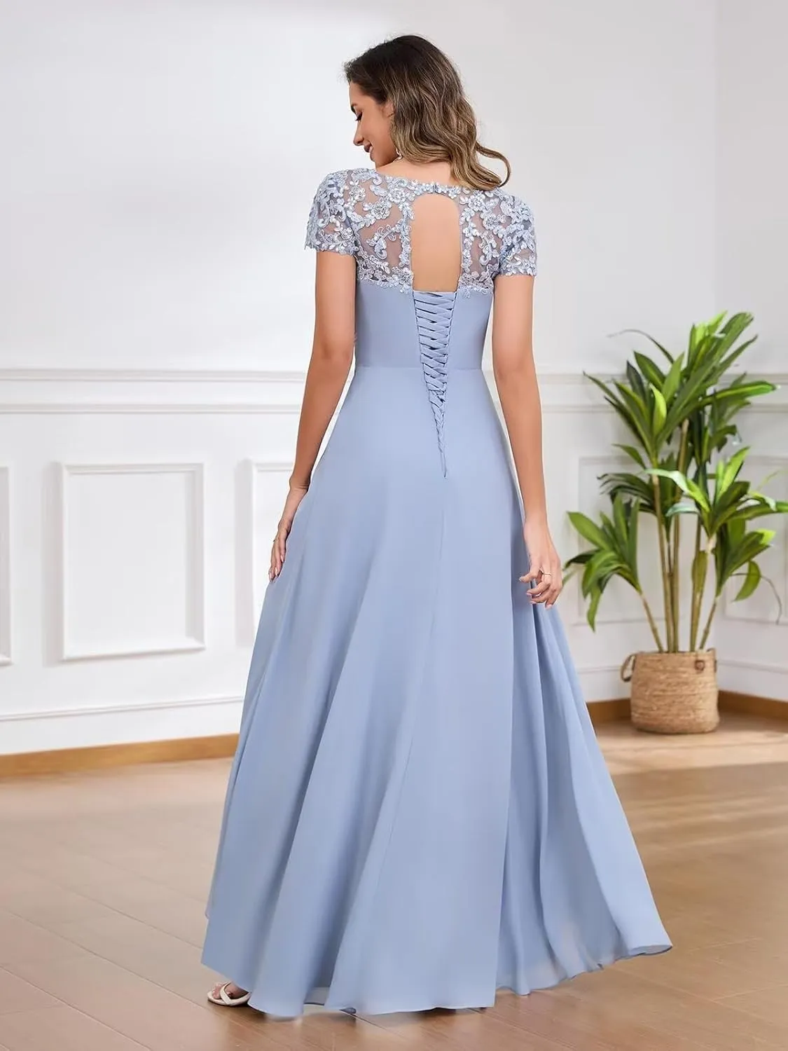 BITALY Mother of The Bride Dresses for Women Chiffon Beaded Formal Wedding Party Dress