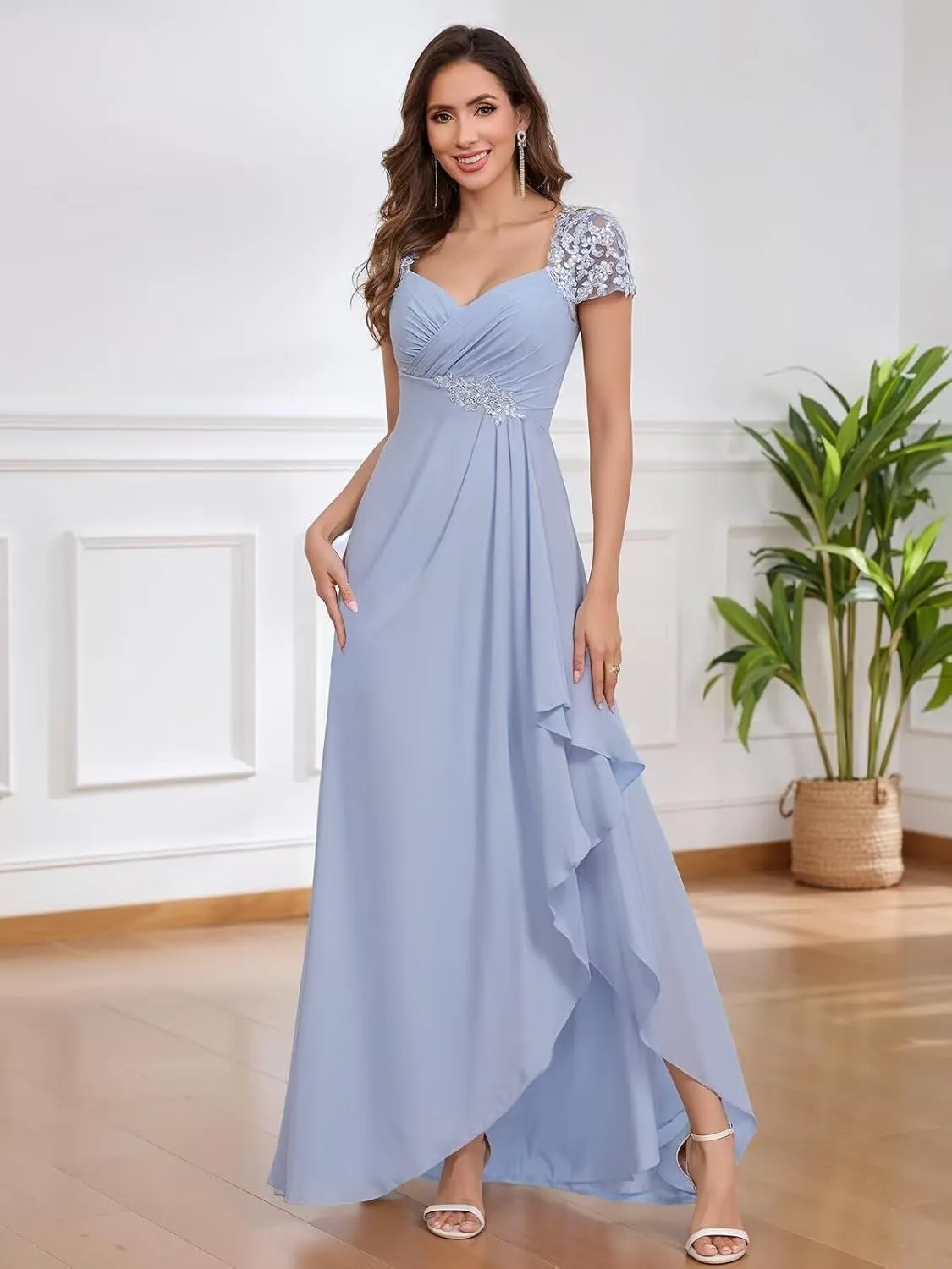 BITALY Mother of The Bride Dresses for Women Chiffon Beaded Formal Wedding Party Dress
