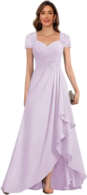 BITALY Mother of The Bride Dresses for Women Chiffon Beaded Formal Wedding Party Dress