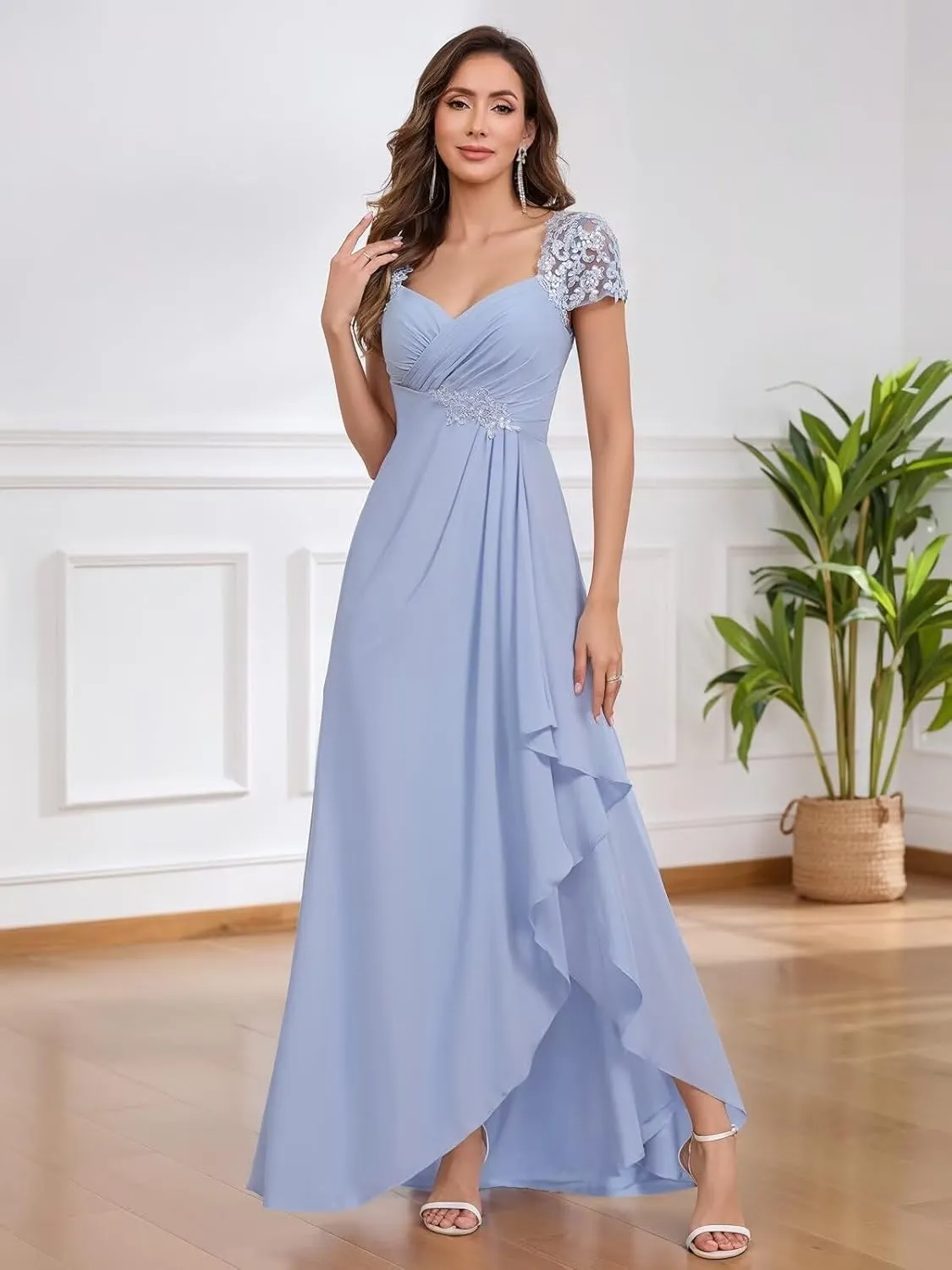 BITALY Mother of The Bride Dresses for Women Chiffon Beaded Formal Wedding Party Dress