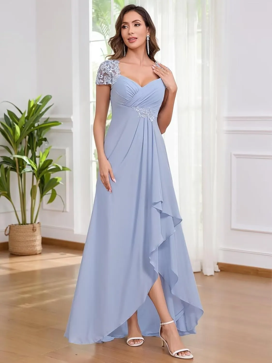 BITALY Mother of The Bride Dresses for Women Chiffon Beaded Formal Wedding Party Dress