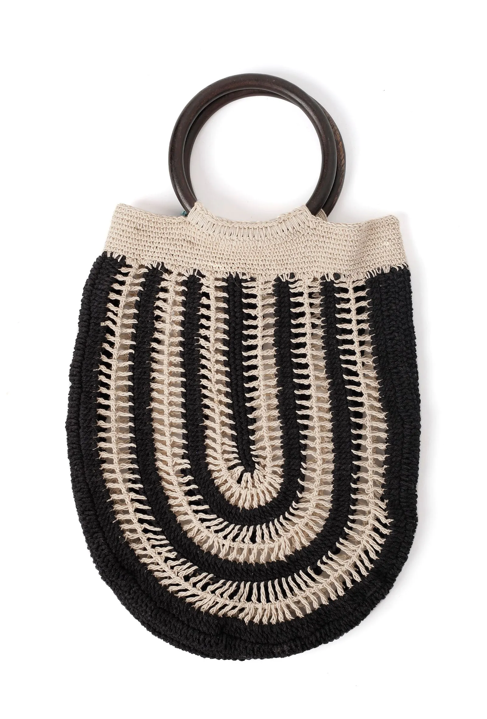 Black and White Crochet Tote Bag