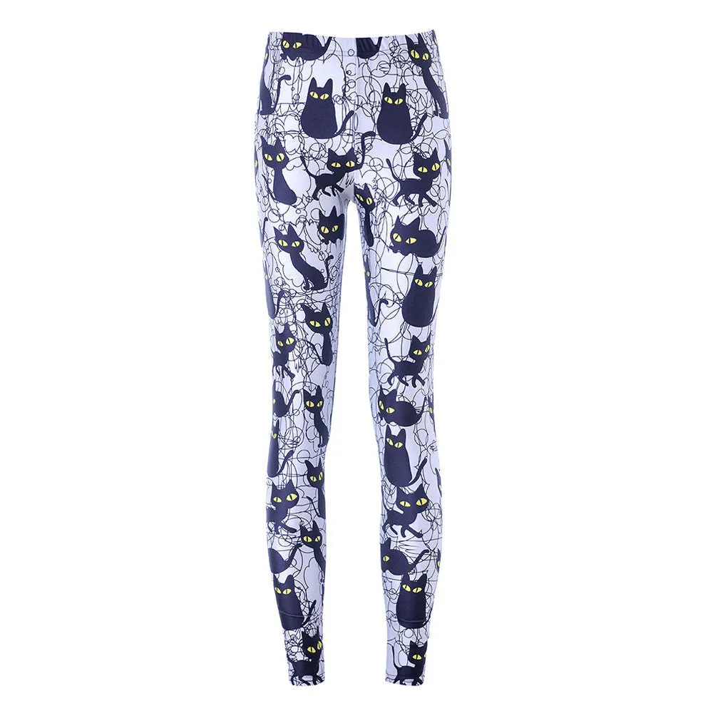 Black Cat Leggins Tie Dye Fitness Pant