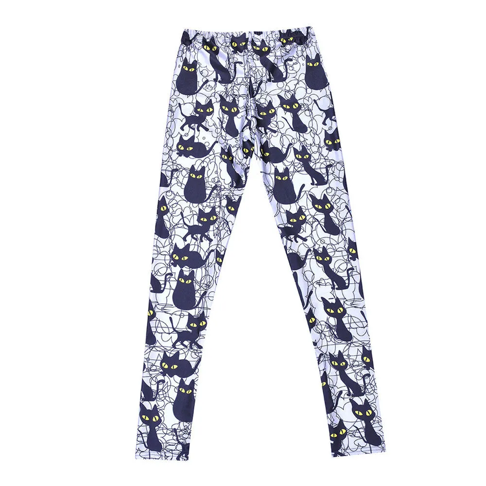 Black Cat Leggins Tie Dye Fitness Pant