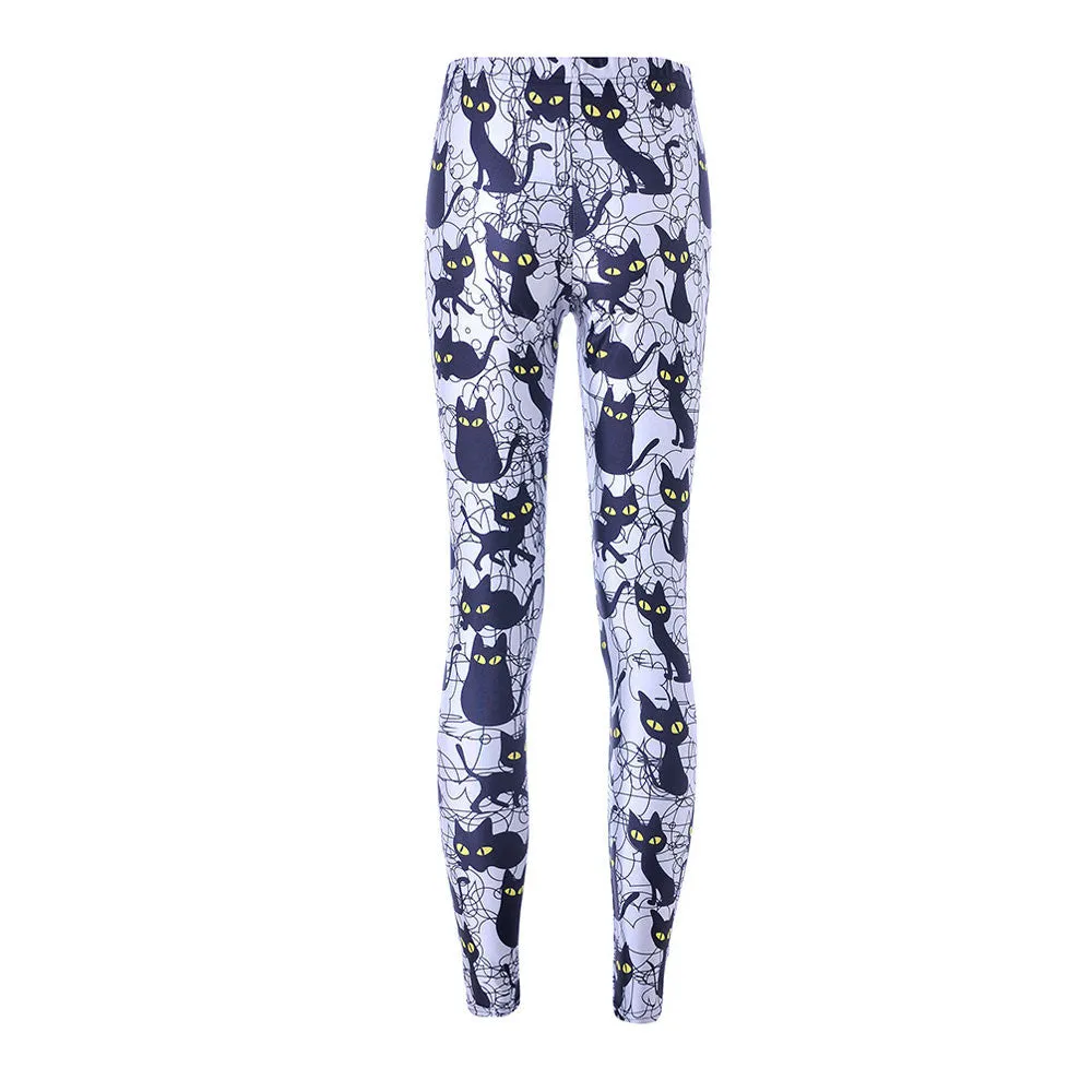 Black Cat Leggins Tie Dye Fitness Pant