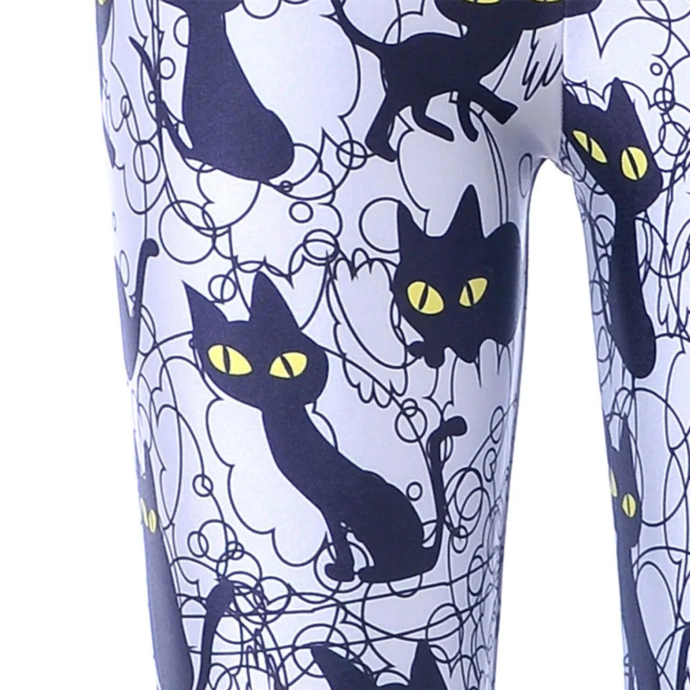 Black Cat Leggins Tie Dye Fitness Pant