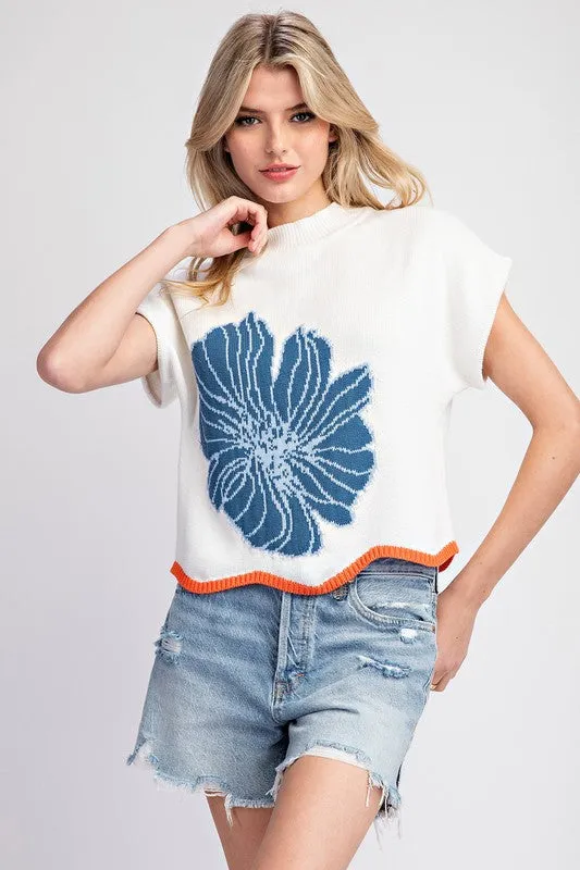 Blu Short Sleeve Sweater Top