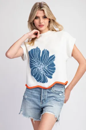 Blu Short Sleeve Sweater Top