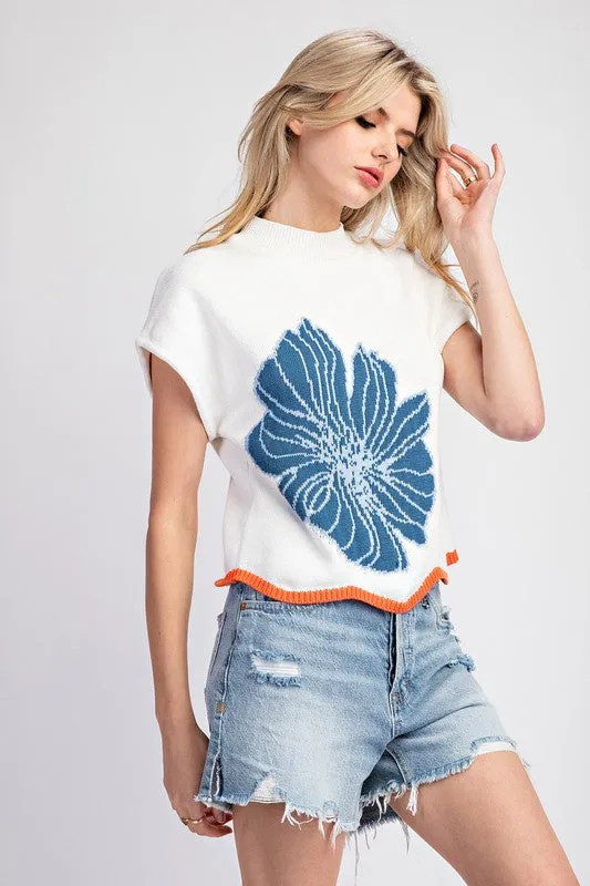 Blu Short Sleeve Sweater Top