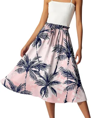 Bohemian Skirts for Women High Waist Flowy Maxi Skirt A-Line Long Skirt Summer